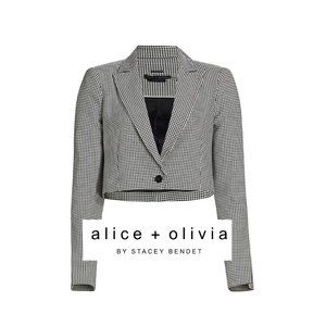 ALICE + OLIVIA Breann Cropped Houndstooth Blazer